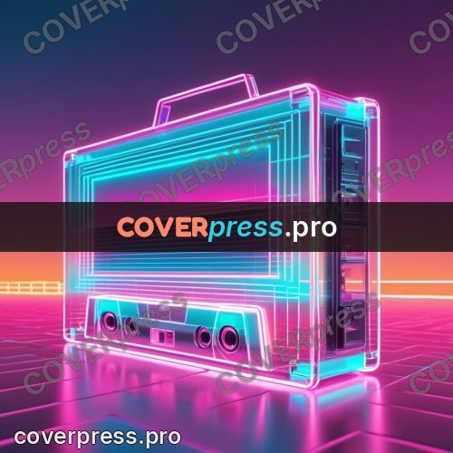 80s neon illustration: glowing cassette outline