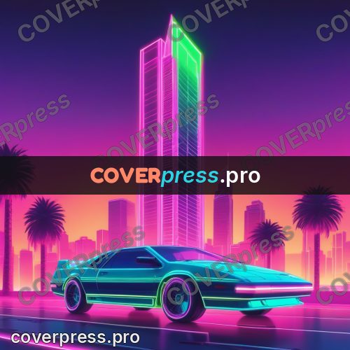 80s neon illustration: glowing skyscrapers above a city