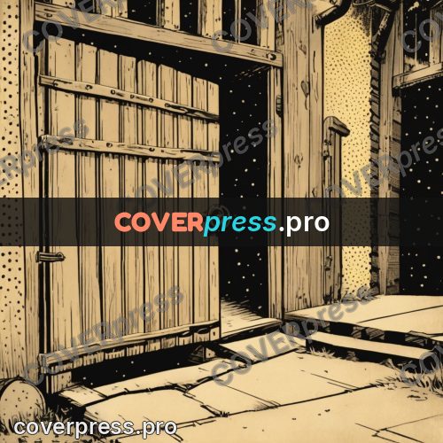 Vintage comic drawing: wooden sheds in an alley