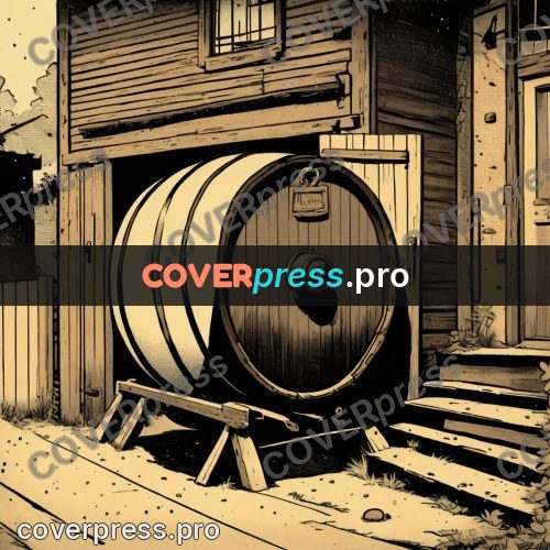 Vintage comic drawing: wooden sheds in an alley