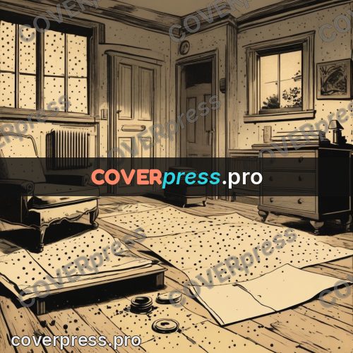Vintage comic drawing: large sheets in a room