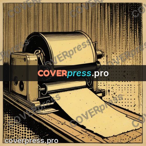 Vintage comic drawing: roller with a paper band