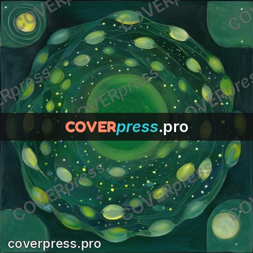 Gouache illustration: green lights in the night