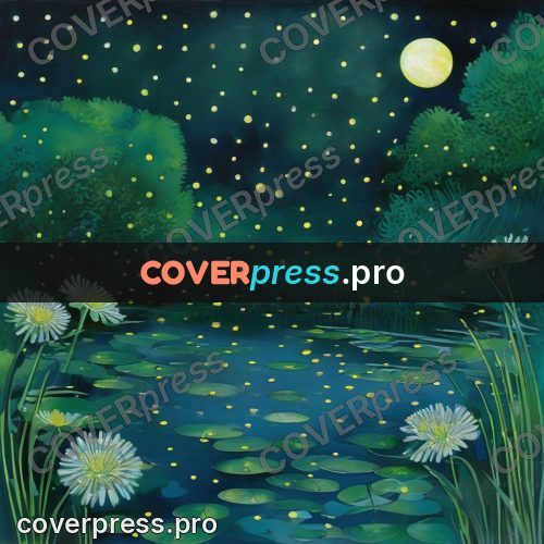 Gouache illustration: green lights in the night
