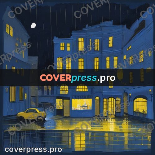 Gouache illustration: bakery window at night