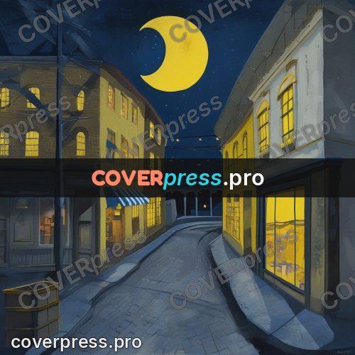 Gouache illustration: bakery window at night