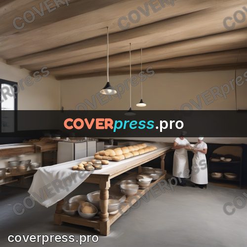 Gouache illustration: bread on a bakery table