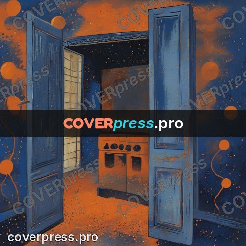 Gouache illustration: doorway with orange light