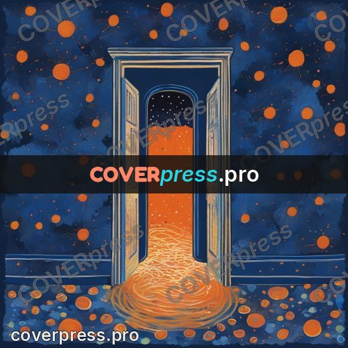 Gouache illustration: doorway with orange light