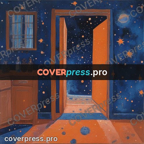 Gouache illustration: doorway with orange light
