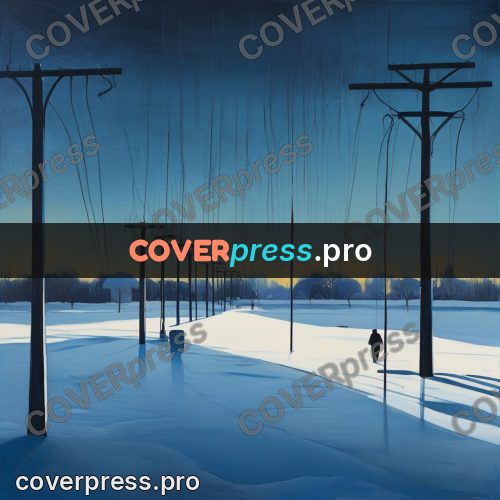 Gouache illustration: snowy field with poles