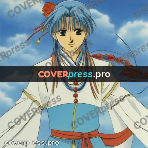 Old anime drawing: figure in white robes