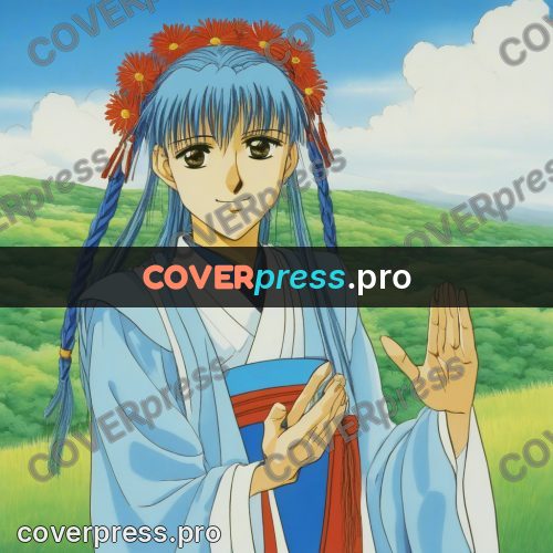 Old anime drawing: figure in white robes