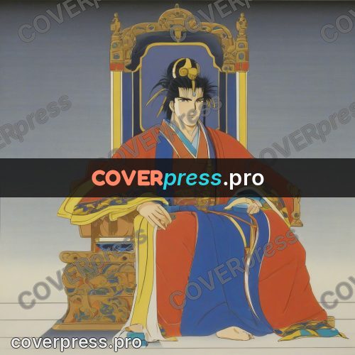 Old anime drawing: figure on a throne