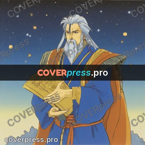 Old anime drawing: old sage with a long beard