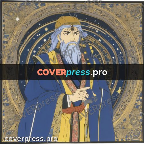 Old anime drawing: old sage with a long beard