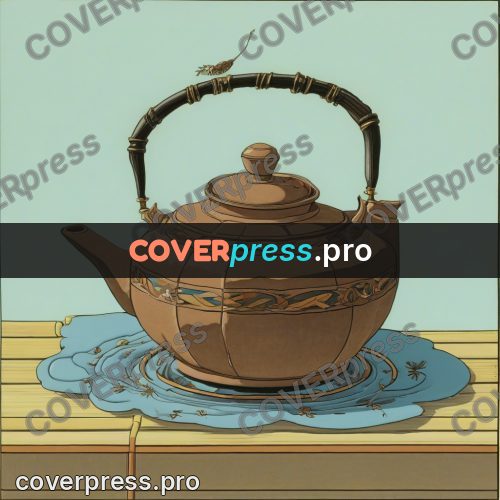 Old anime drawing: clay teapot on a stand