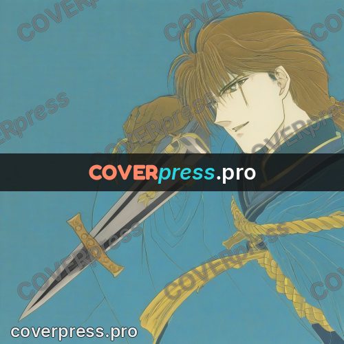 Old anime drawing: sword with a golden hilt