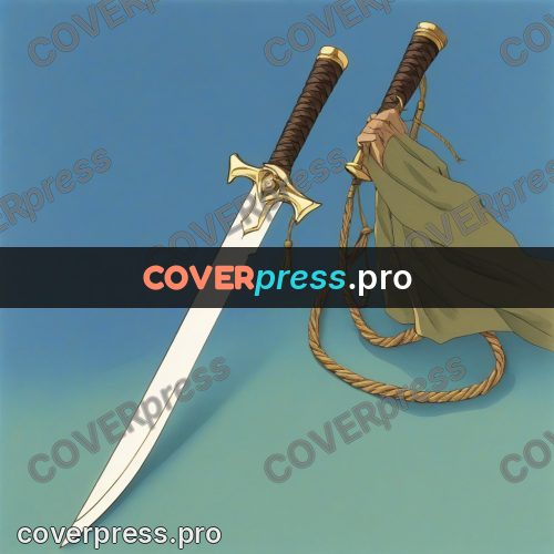 Old anime drawing: sword with a golden hilt