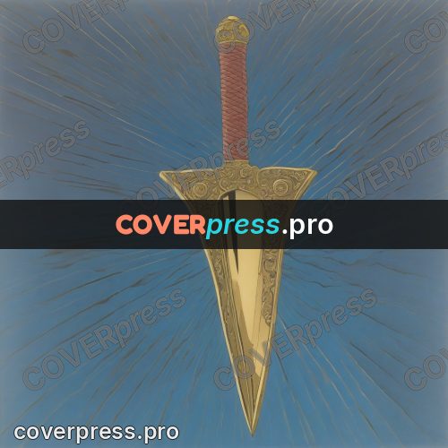 Old anime drawing: sword with a golden hilt