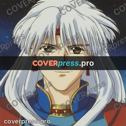 Old anime drawing: white-haired hero in robes