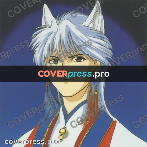 Old anime drawing: white-haired hero in robes