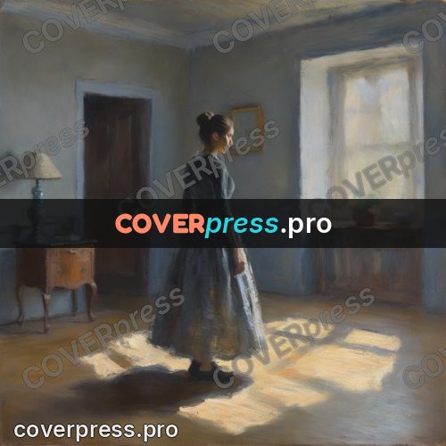 Impressionist illustration: woman in a long skirt indoors