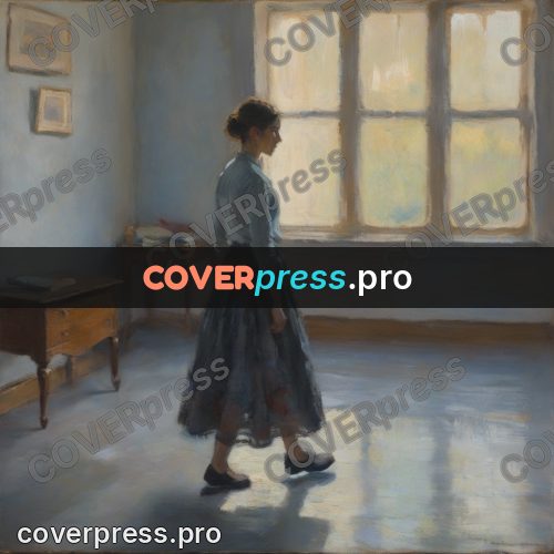 Impressionist illustration: woman in a long skirt indoors