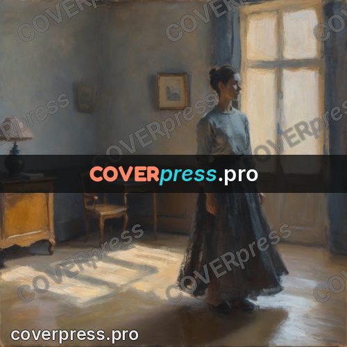 Impressionist illustration: woman in a long skirt indoors
