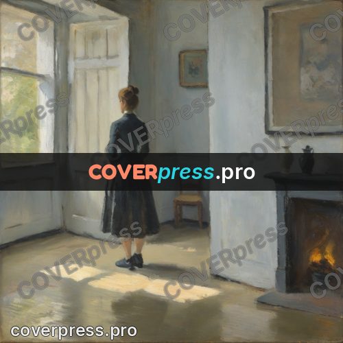 Impressionist illustration: woman from behind in empty room