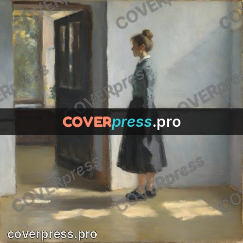 Impressionist illustration: woman from behind in empty room