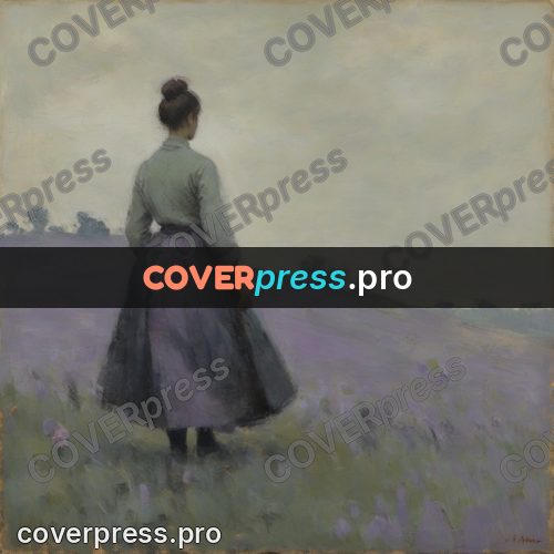 Impressionist illustration: woman in a lilac skirt