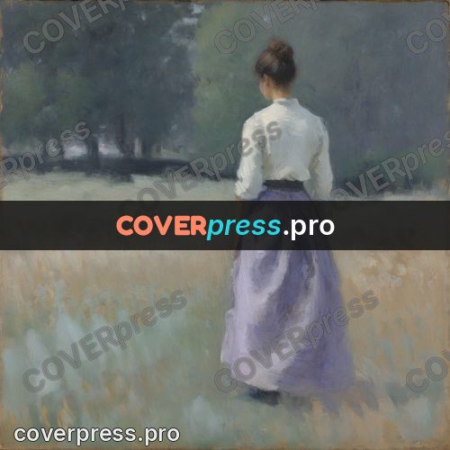 Impressionist illustration: woman in a lilac skirt