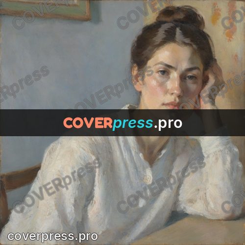 Impressionist illustration: woman sitting by a wall