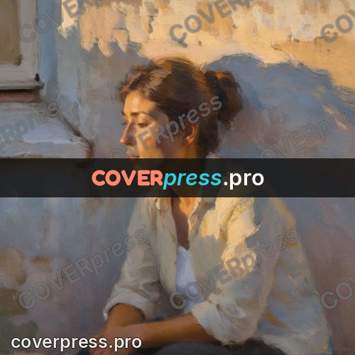 Impressionist illustration: woman by a sunlit white wall