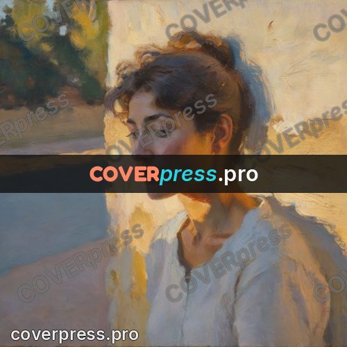 Impressionist illustration: woman by a sunlit white wall