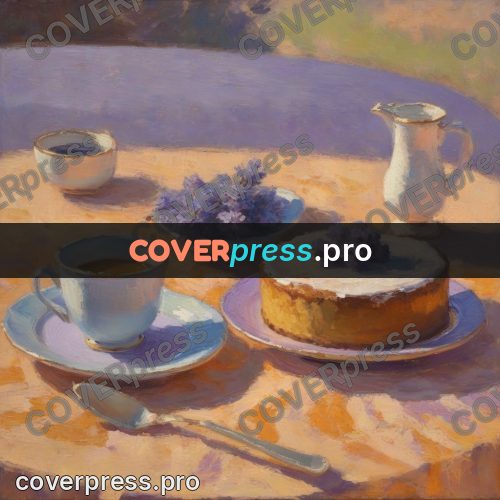 Impressionist illustration: cake and lavender on a table