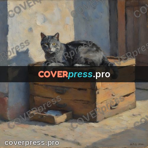Impressionist illustration: cat resting by a wall
