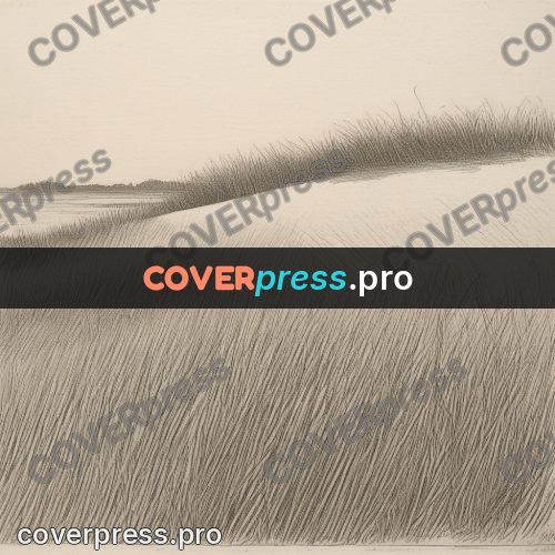 Engraving style drawing: dune with tall grass