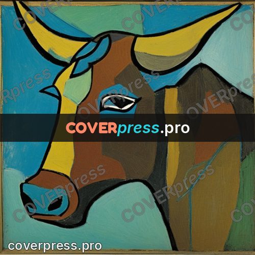 Picasso style drawing: bull's head with horns