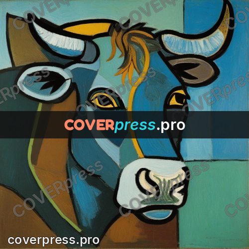 Picasso style drawing: bull's head with horns