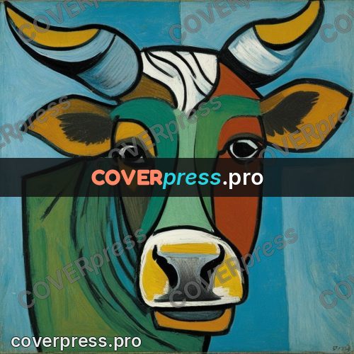 Picasso style drawing: bull's head with horns