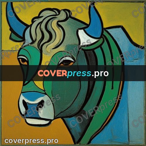 Picasso style drawing: bull's head with horns