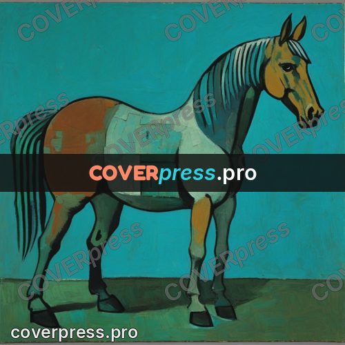 Picasso style drawing: horse standing side on