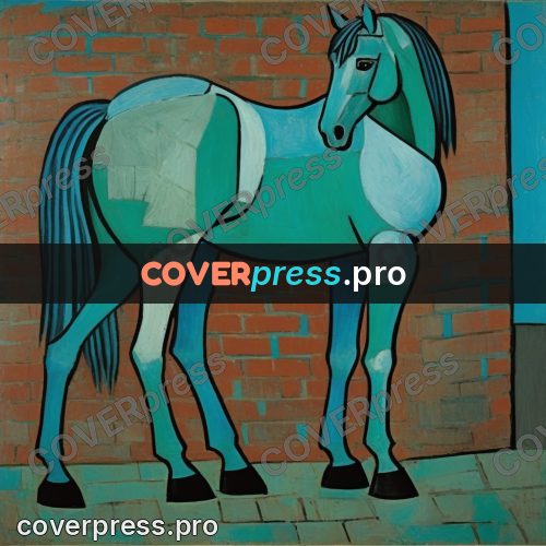 Picasso style drawing: horse standing side on