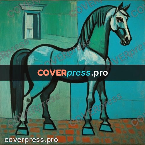 Picasso style drawing: horse standing side on