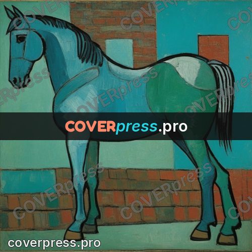 Picasso style drawing: horse standing side on
