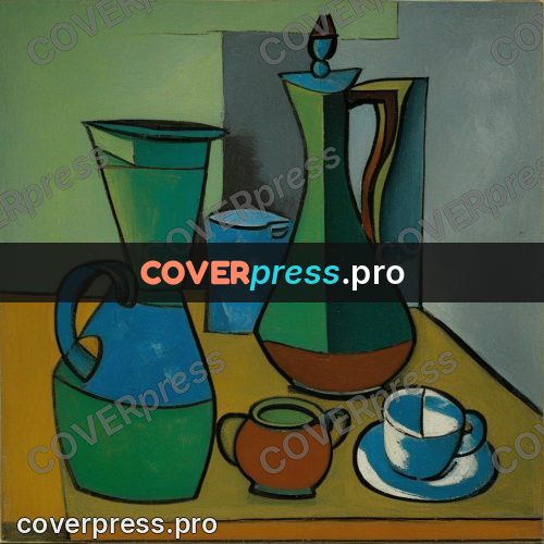 Picasso style drawing: jugs on a table