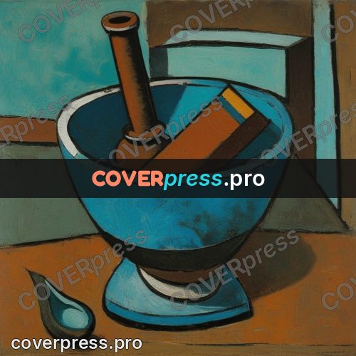 Picasso style drawing: bowl and jug on a table