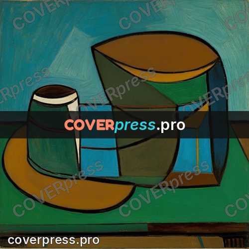 Picasso style drawing: dishes on a table